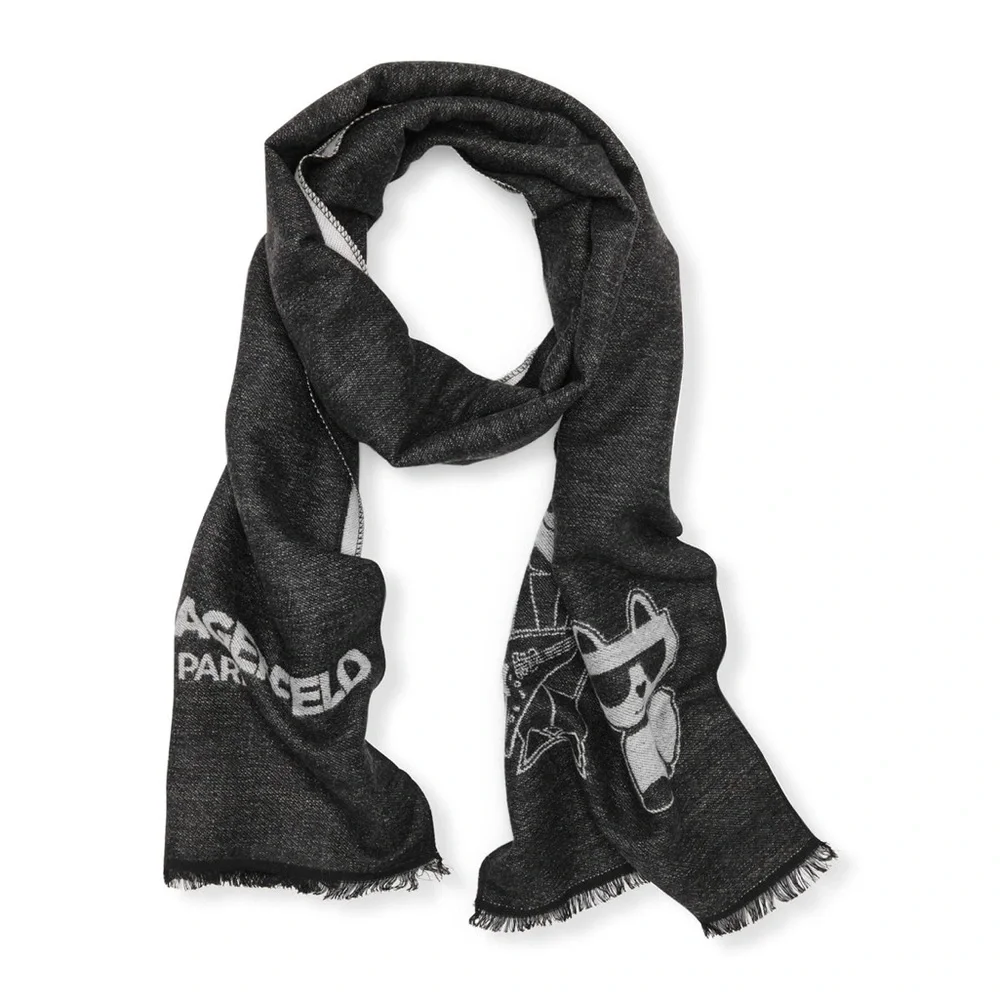 SCARF CHOUPETTE AND KRYSTAL EIFFEL MUFFLER SCARF Unisex black/grey embellished
